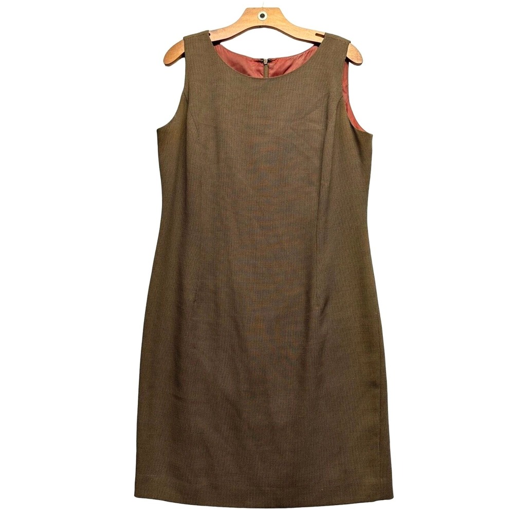 Garfield & Marks Vintage Sheath Dress Brown Tweed Lined Size 12 USA